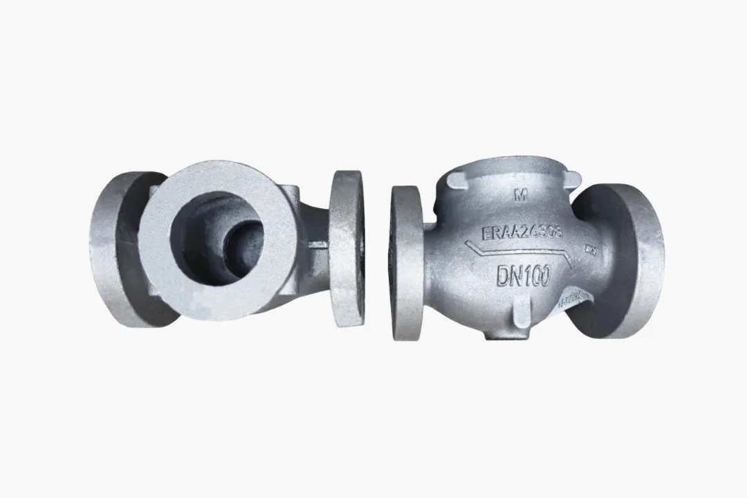 DN100 WCB cast carbon steel valve body casting for pressure-bearing oil, gas and petrochemical service.