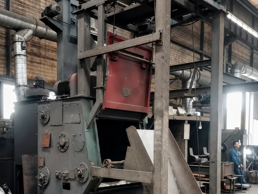 Shot blasting for final surface cleaning of castings.