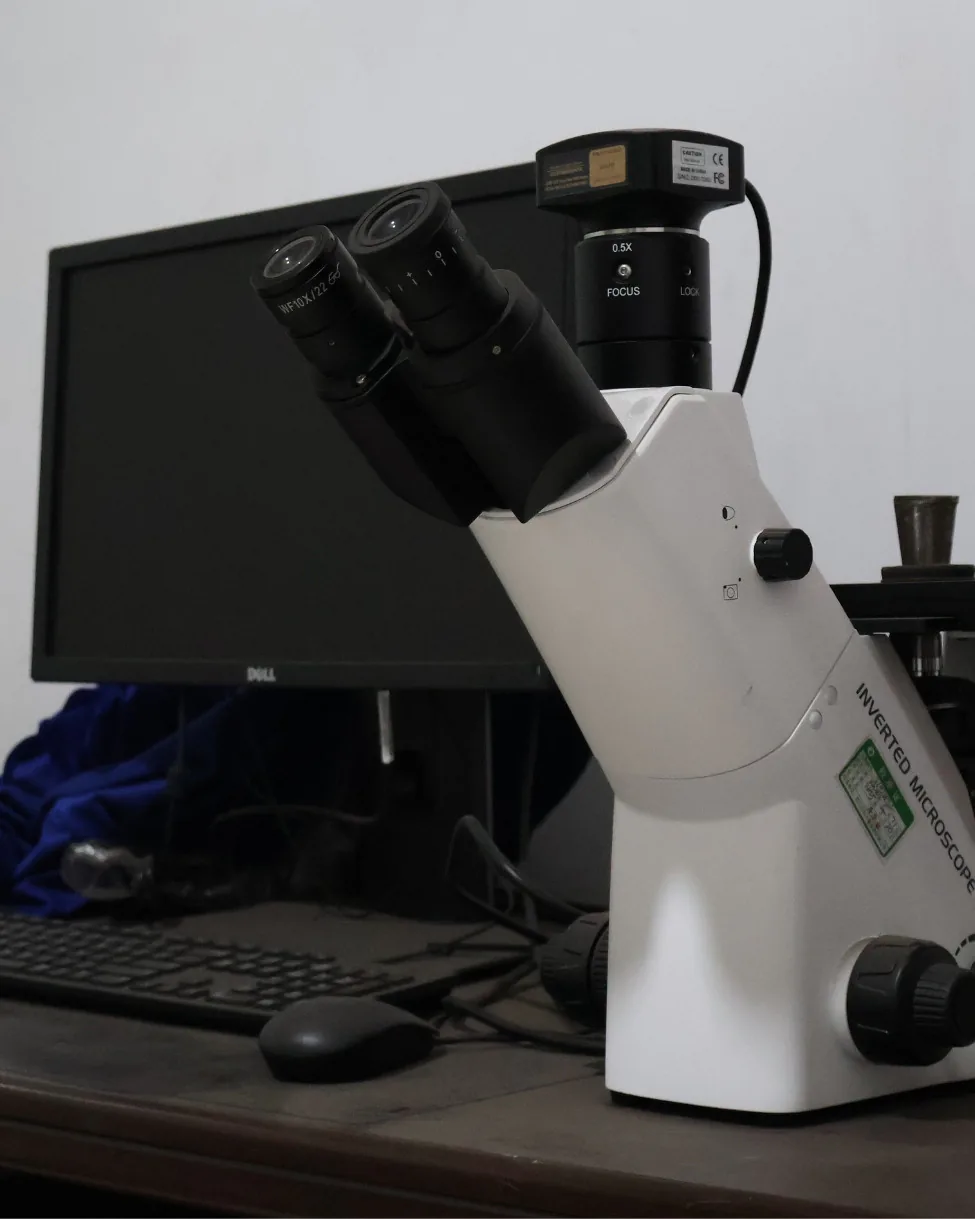 Metallographic microscope for phase identification and grain structure analysis of cast steel.